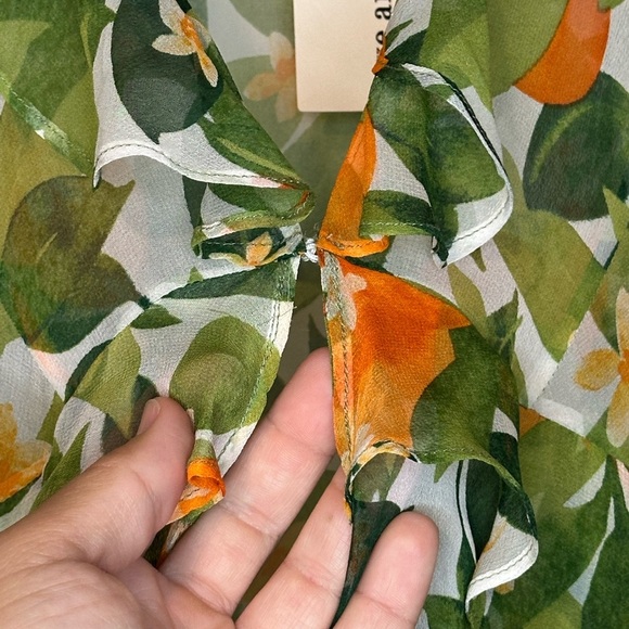 We Are Leone Ruby Ruffle Floral 100% Silk Maxi Cardigan Coverup Duster NWT - Picture 8 of 11